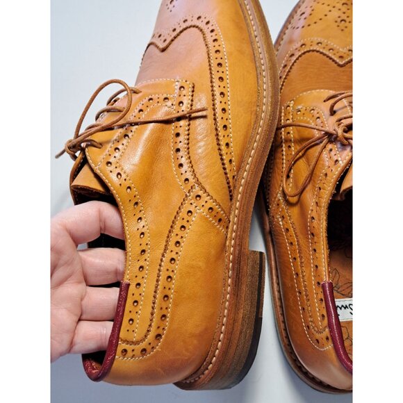 Paul Smith Italian Leather Brogue Wingtip Shoes Tan Size US 7 UK 6.5 Luxury - Picture 10 of 12